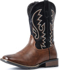 IUV Cowboy Boots For Men Wide Square Toe Western Retro (Style 4LVX)