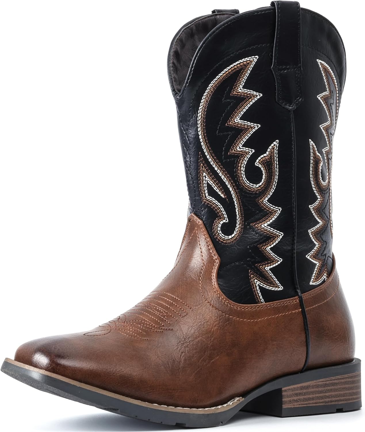 IUV Cowboy Boots for Men with Wide Square Toe and Retro Style