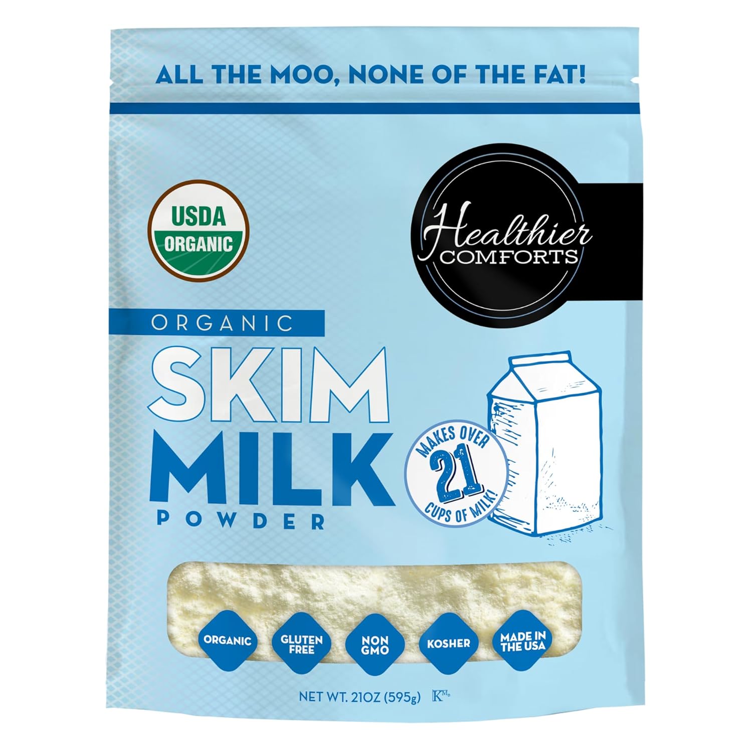 Healthier Comforts Organic Skim Milk Powder for Versatile Use