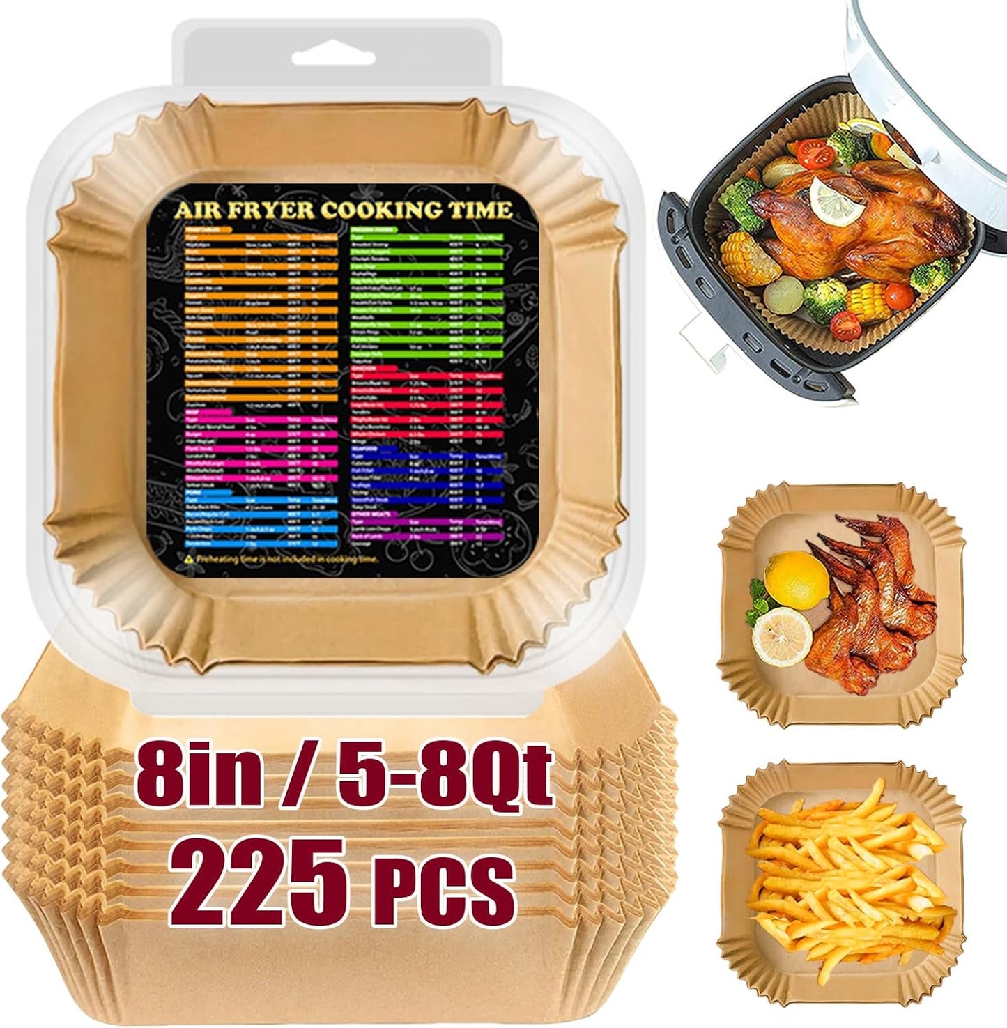225PCS 8 Inch Air Fryer Liners - Easy Cleanup!