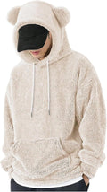 Men's Bear Ear Hoodies Drawstring Fleece Sweatshirt - Cozy Casual