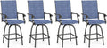 Navy Blue Swivel Bar Stools Set of 4 - 29.9in Seat Height Patio