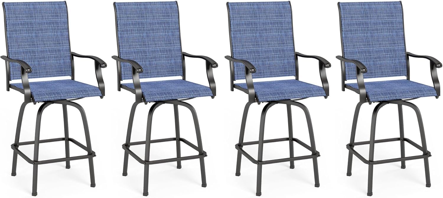MFSTUDIO Outdoor Bar Stools Set of 4 for Stylish Patios