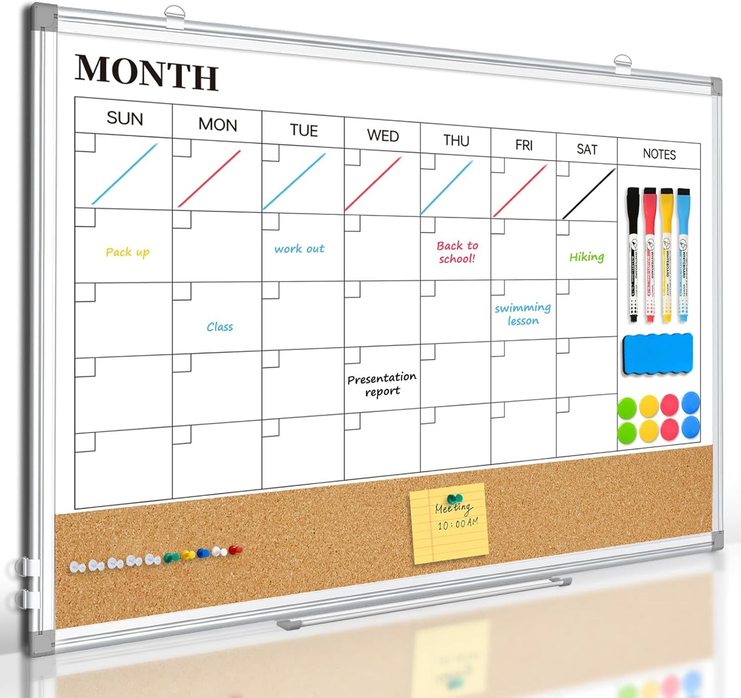 Dry Erase Calendar Whiteboard for Wall - 24x18 Magnetic Combo