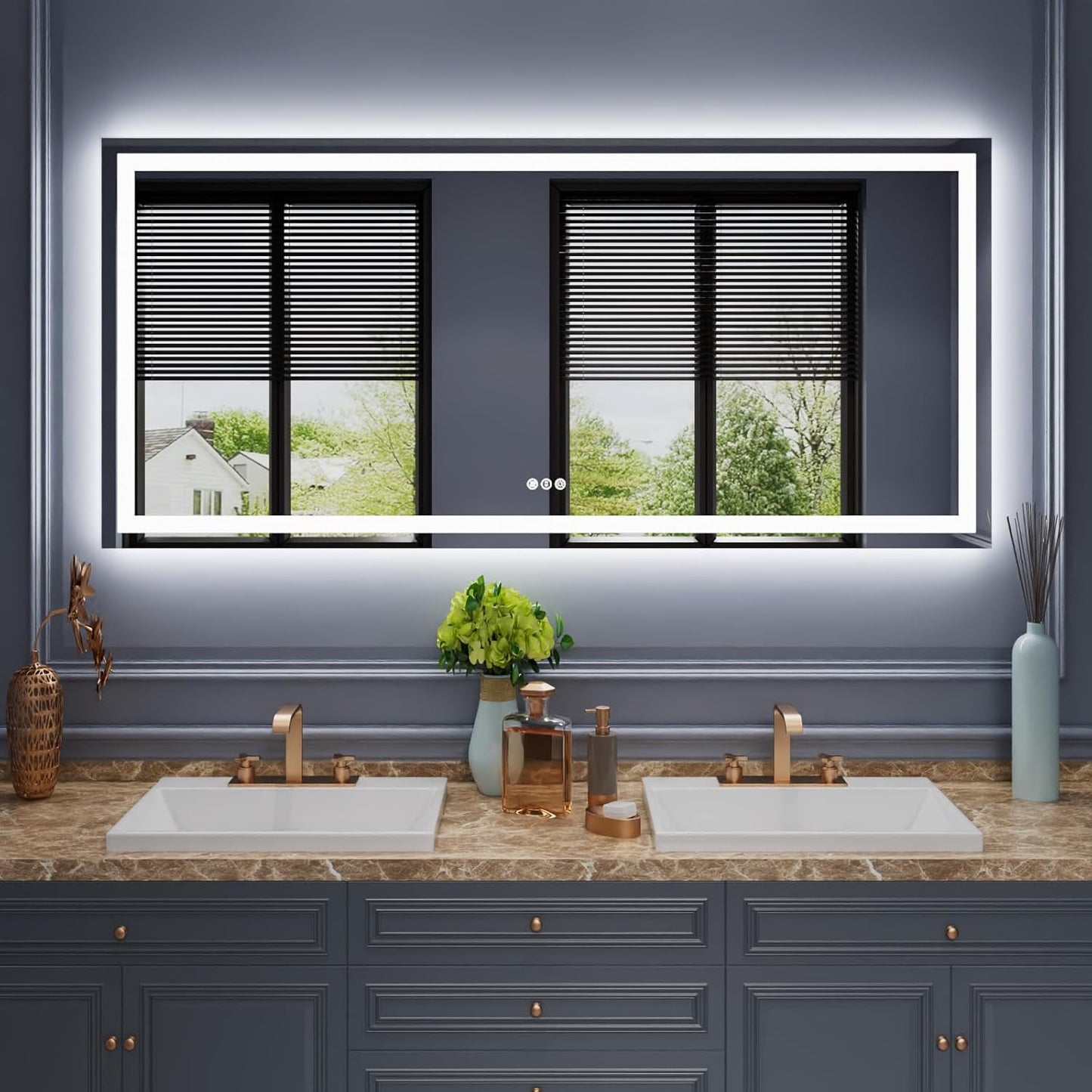 Amorho LED Bathroom Mirror with Front and Backlight Features