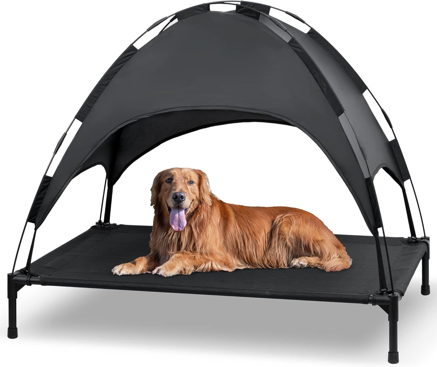 Heeyoo Elevated Dog Bed with Canopy for Outdoor Relaxation