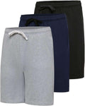 Mens 3 Pack 9in Cotton Fleece Sweat Shorts - Soft Everyday Comfort