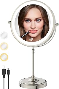 LANSI 9 Inch Lighted Makeup Mirror with 1X/10X Magnification
