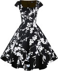 PUKAVT Women's Cocktail Party Dress Cap Sleeve Retro Swing