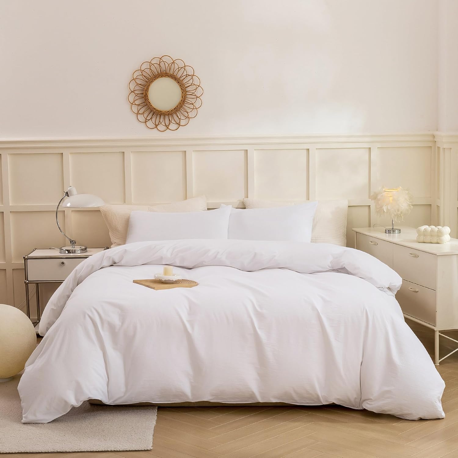 ECOCOTT White Duvet Cover Queen Size - Soft Cotton Set
