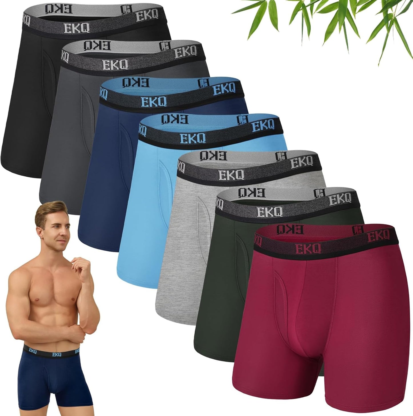 Mens Underwear Breathable Boxer Briefs 7 Pack for Comfort