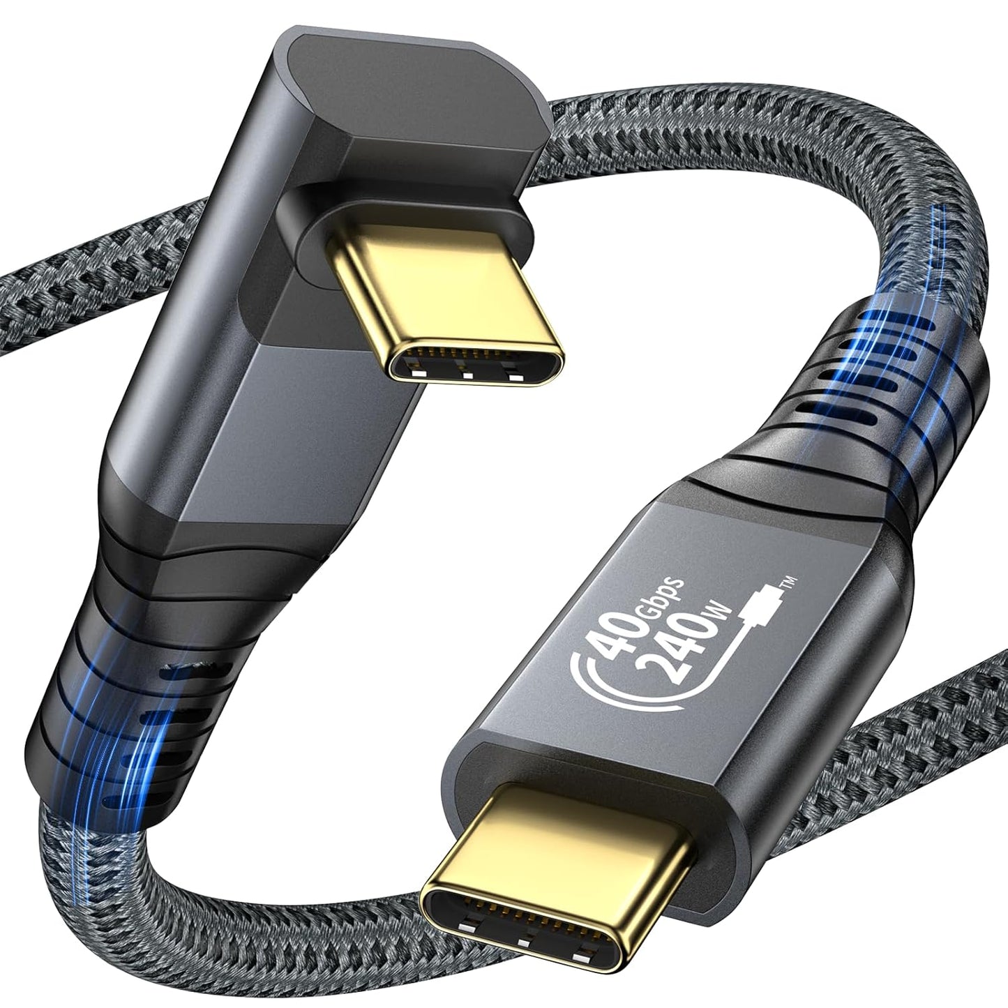 240W Thunderbolt 4 Right Angle Cable: 40Gbps Data Transfer