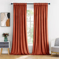 Burnt Orange Velvet Blackout Curtains 84 in Panels - Thermal Drapes
