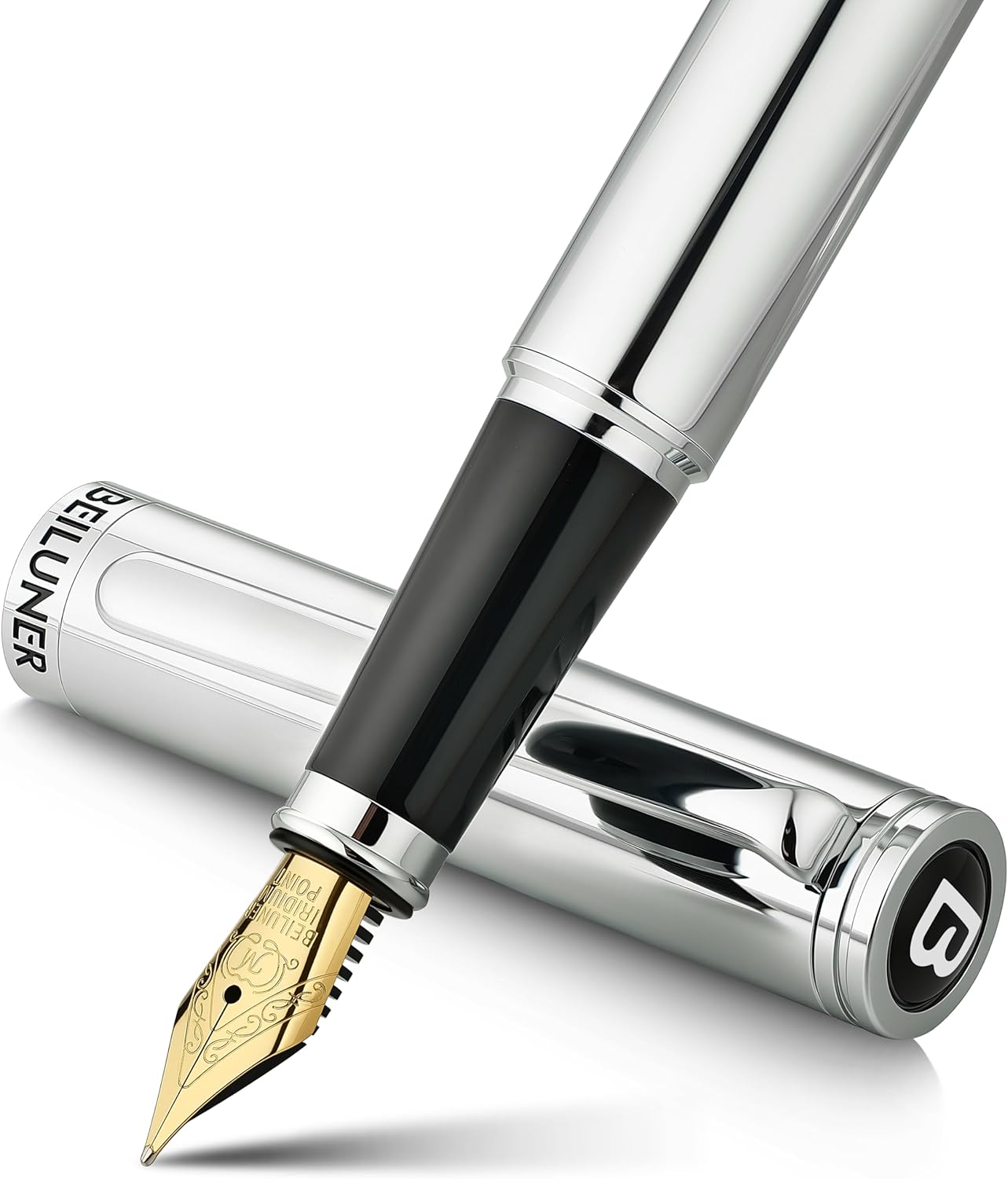 BEILUNER Silver Fountain Pen - Luxury Writing Instrument Gift