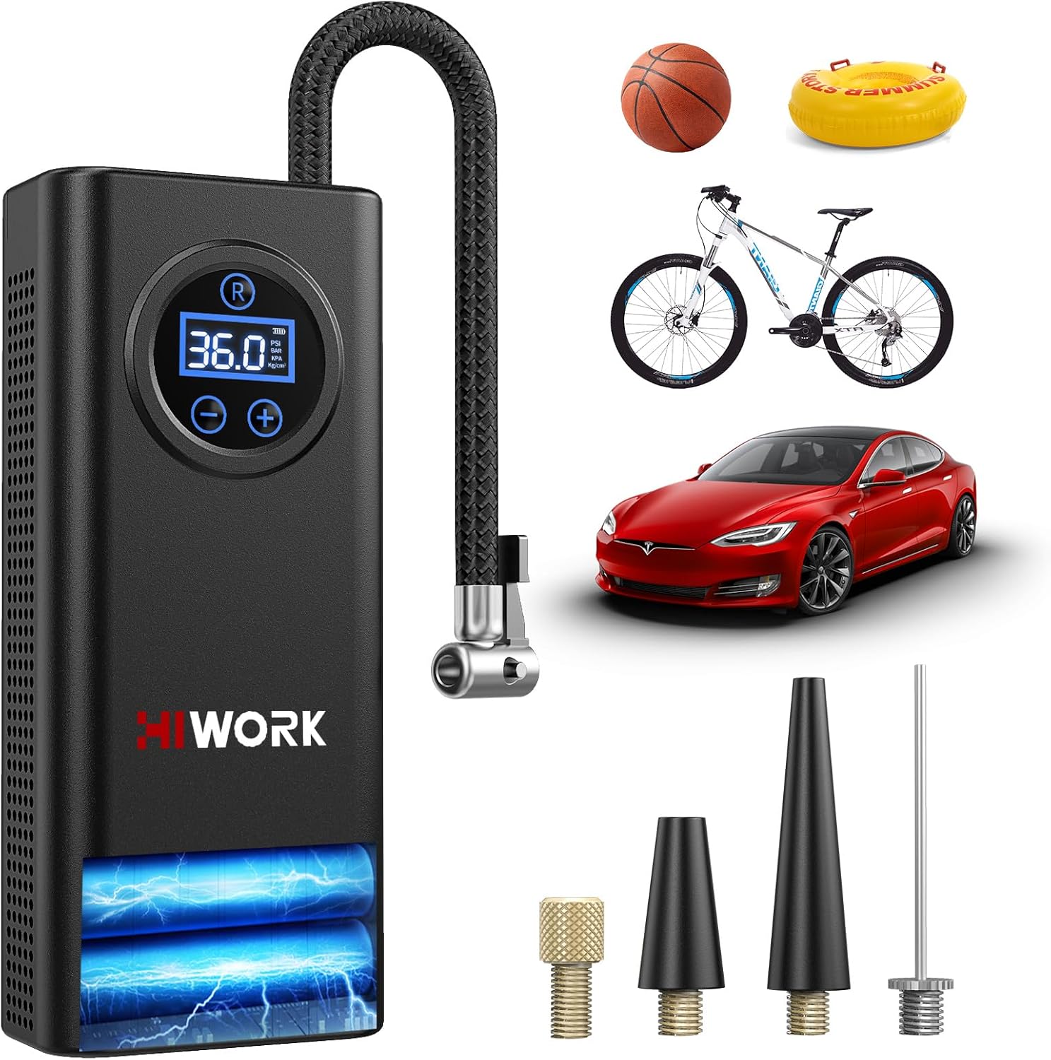 HIWORK Portable Air Compressor: Cordless, 150 PSI