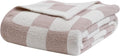 Fuzzy Checkerboard Grid Throw Blanket 60in x 80in - Soft Cozy Warm