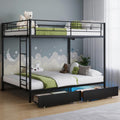Full Over Full Metal Bunk Bed with LED Lights & Charging - Sturdy