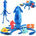 Giant Squid Stuffed Animal 41.3in 5-Piece Ocean Plush Set - Big Cuddle
