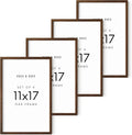 11x17 Walnut Oak Frame Set of 4 - Wooden Poster Holders for Gallery