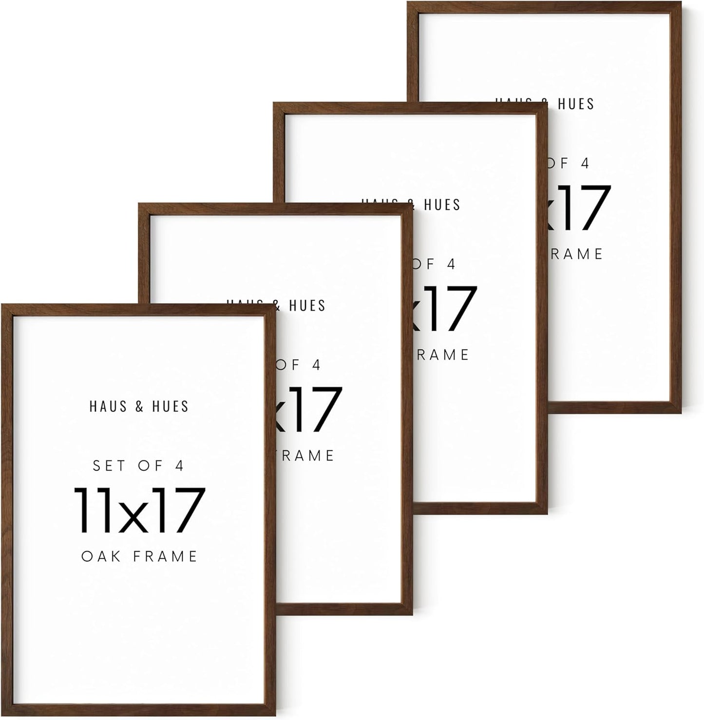 11x17 Walnut Oak Frame Set of 4 - Rustic Wooden Poster Holders