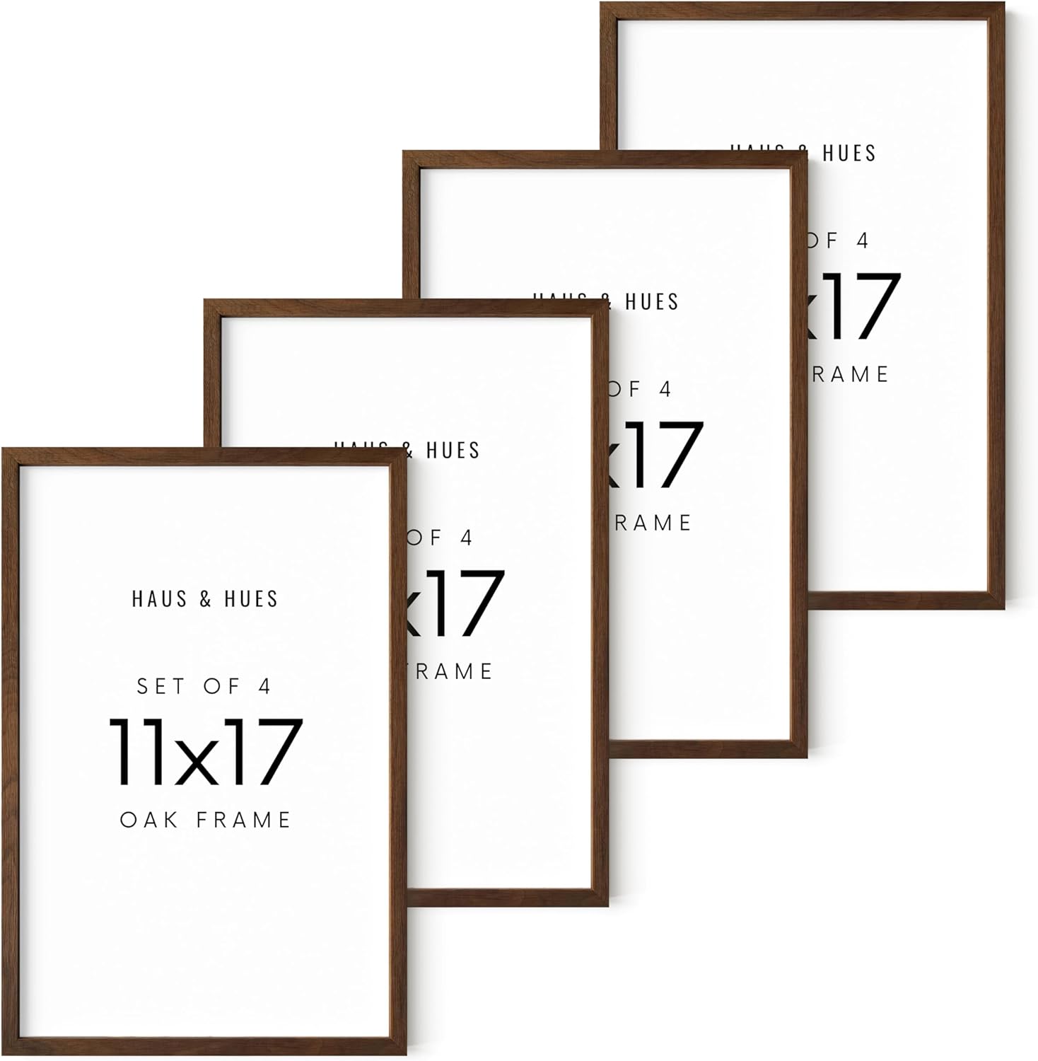 11x17 Walnut Oak Frame Set of 4 - Rustic Wooden Poster Holders