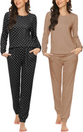 2 Pack Women's Pajama Set Long Sleeve Top with Jogger Pants - Soft