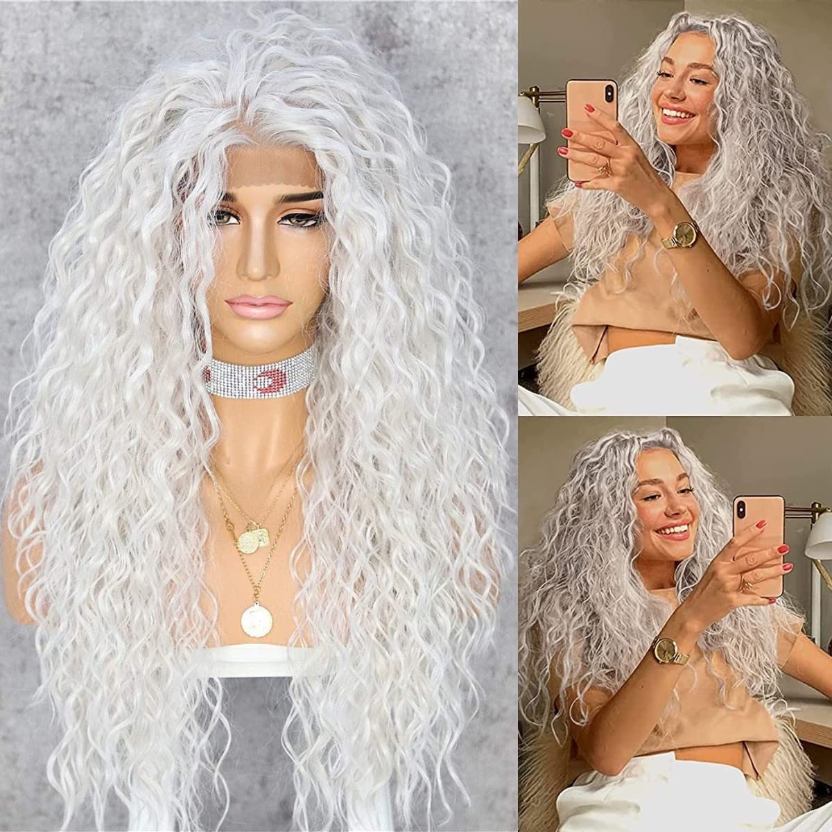 Curly Synthetic Lace Front Wigs for Elegant Daily Use