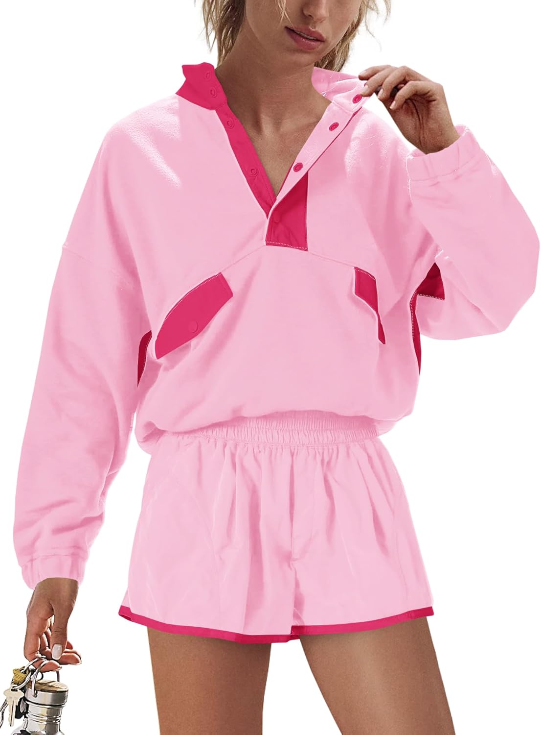Nirovien Womens Workout Sets Athletic Short Sweat Set Activewear