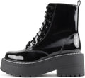 Soda FLING Women Chunky Lug Sole Lace-Up Ankle Boot - Side Zipper