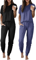 Ekouaer 2 Pack Pajama Sets for Womens Jogger Pants - Soft Lounge