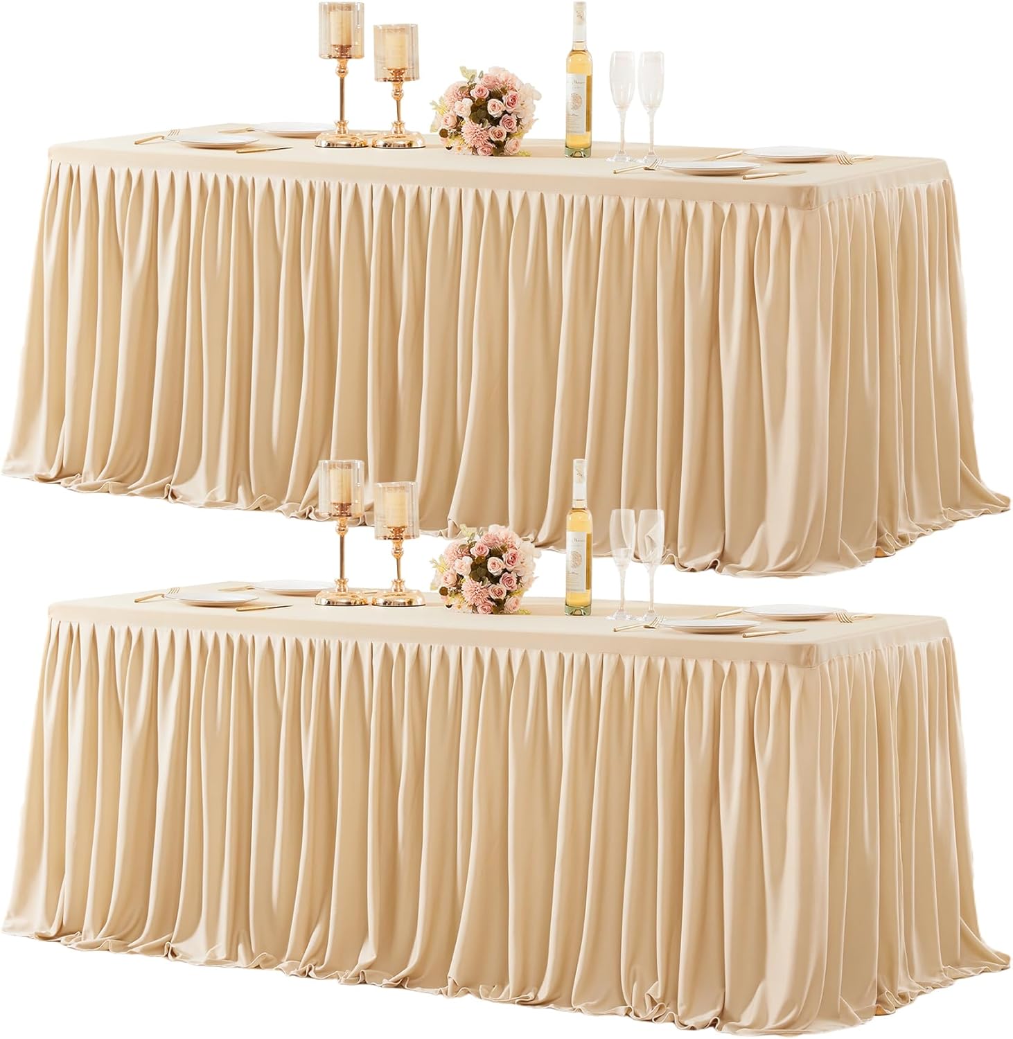 Dark Champagne Polyester Table Covers for 6 Foot Rectangle Tables