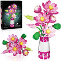 Lotus Flowers Botanical Building Set with Vase for Home Decor
