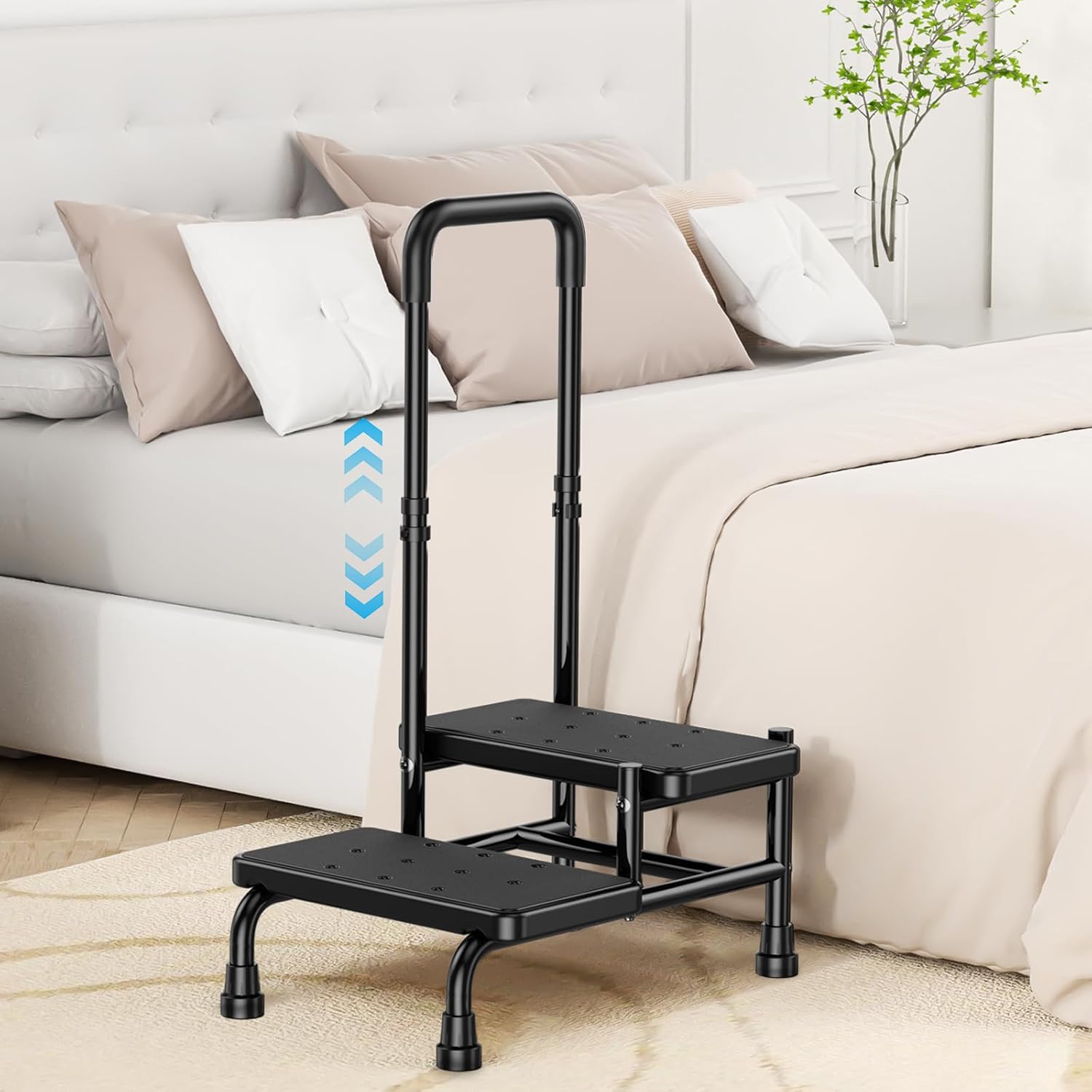 2 Step Stool with Handle for Elderly Adults and Seniors Safety