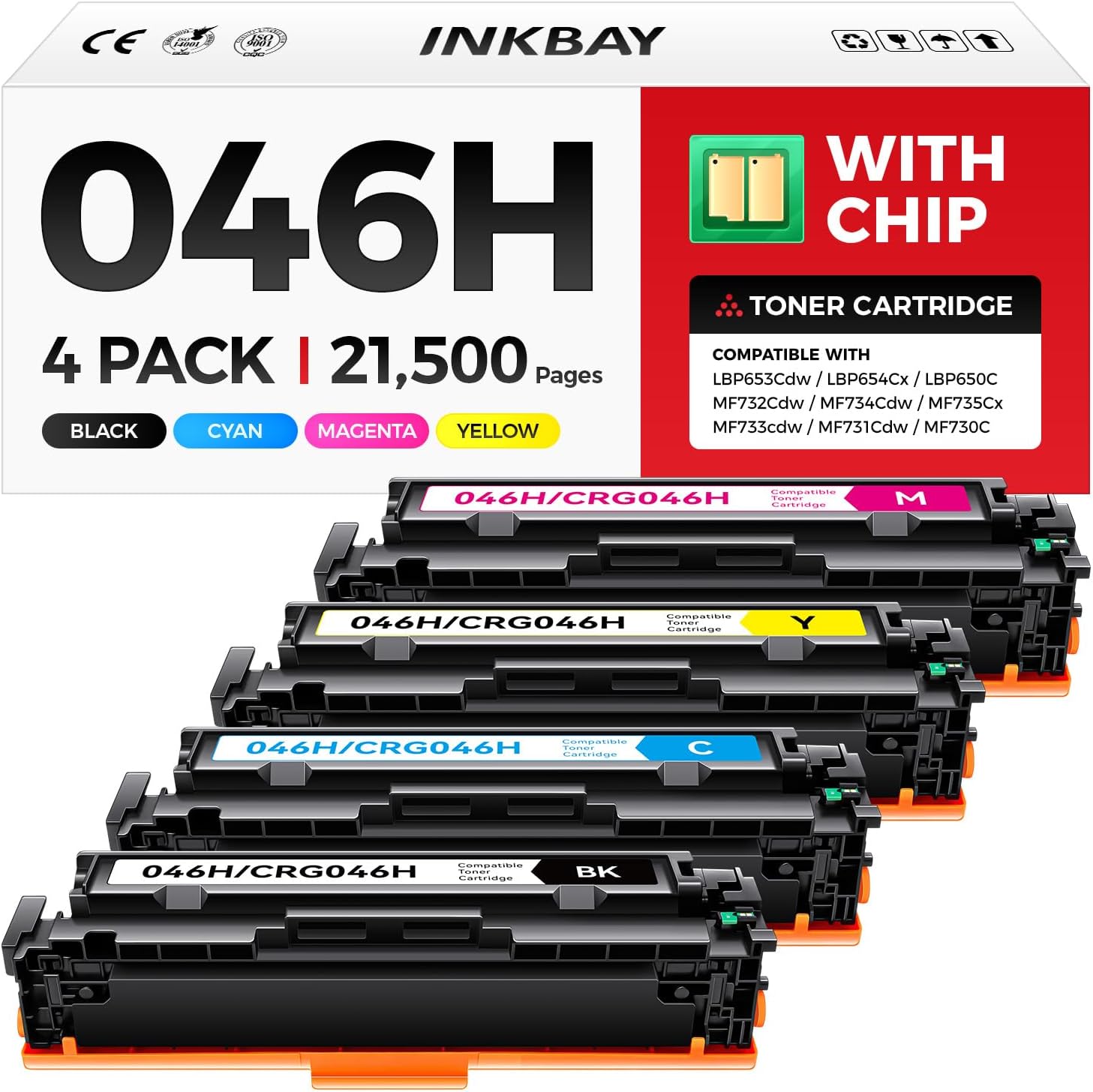 046H Toner Cartridge Set for Canon Printers - High Capacity 4-Pack