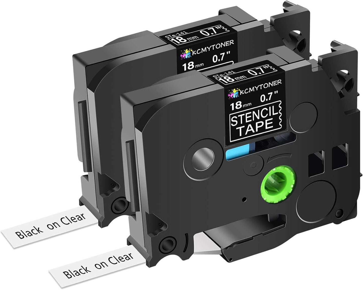 2 Pack 18mm Black on Clear Etching Label Tape for Brother PT-D400 - Mobile Solution