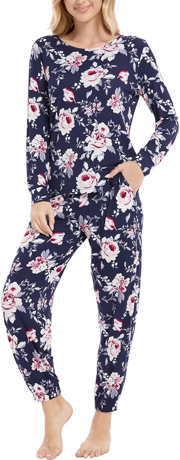 GYS Womens Pajamas Set - Soft Bamboo Long Sleeve Sleepwear