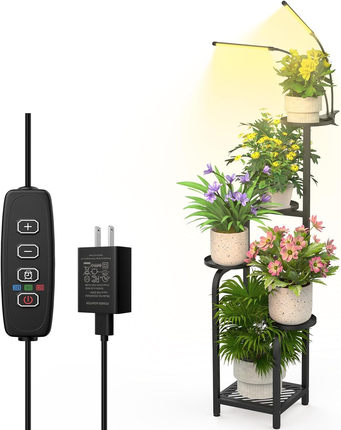 48 Tall Plant Stand with Grow Lights - 5-Tier Corner Shelf