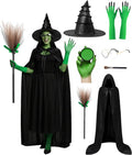 Witch Costume Women 7Pcs Set - Complete Halloween Witch Kit