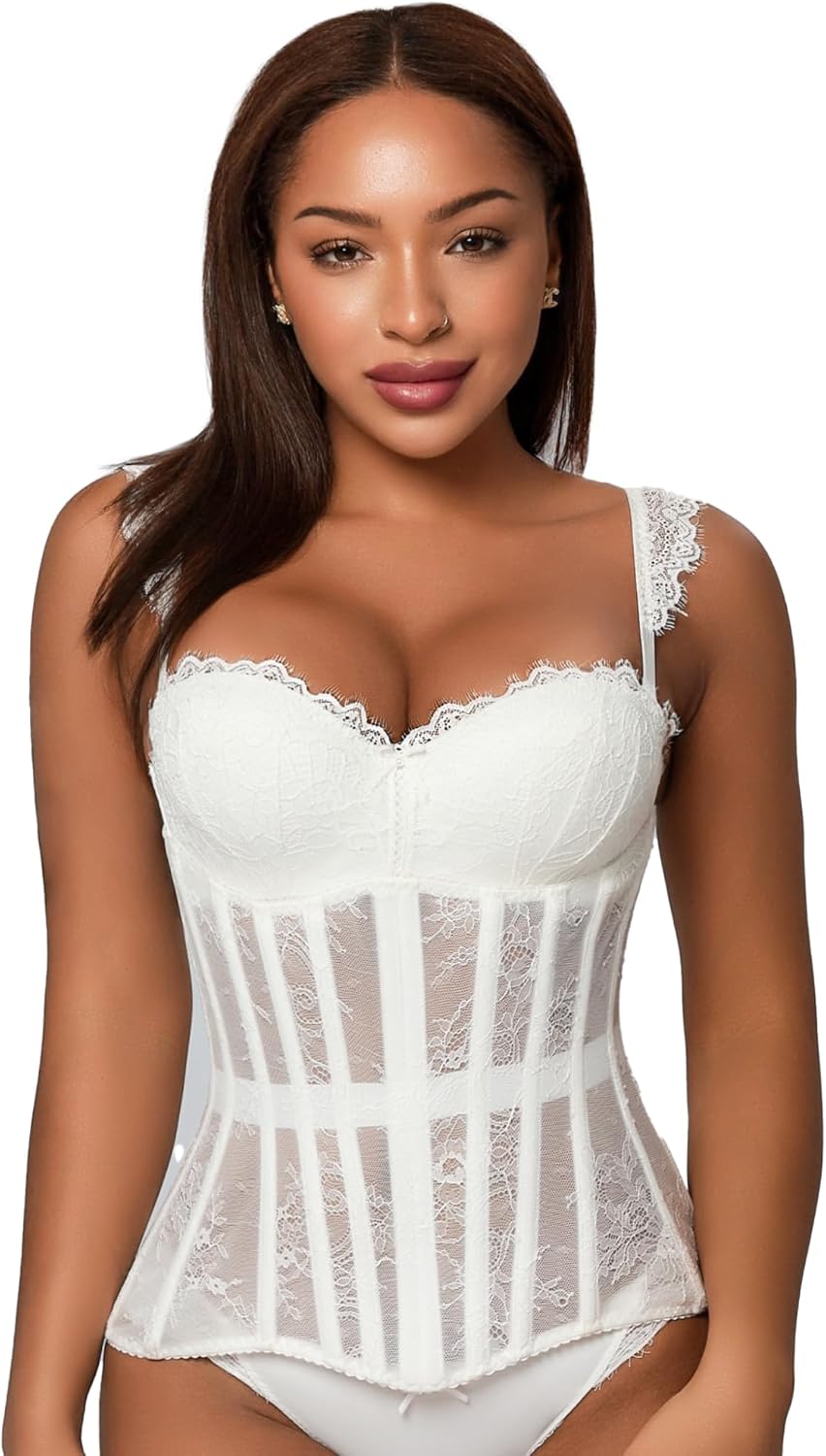 Mesh Corset Waist Trainer for Women - Underbust Lace Up Shapewear