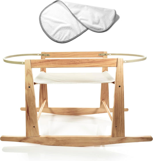 Rocking Moses Basket Stand for Baby Bassinets - Natural Wood