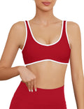 Women's Color Block Plunge V Neck Sports Bra - Slim Fit Yoga Tank