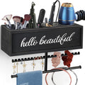 Rustic Hair Dryer Holder Wall Mounted - Countertop Space Saver