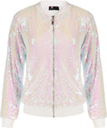 KANCY KOLE Womens Sequin Jacket with Pockets - Sparkle Bomber Women's