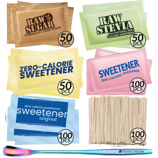 Sweetener and Sugar Packets for Coffee Variety Pack - 450 Assorted