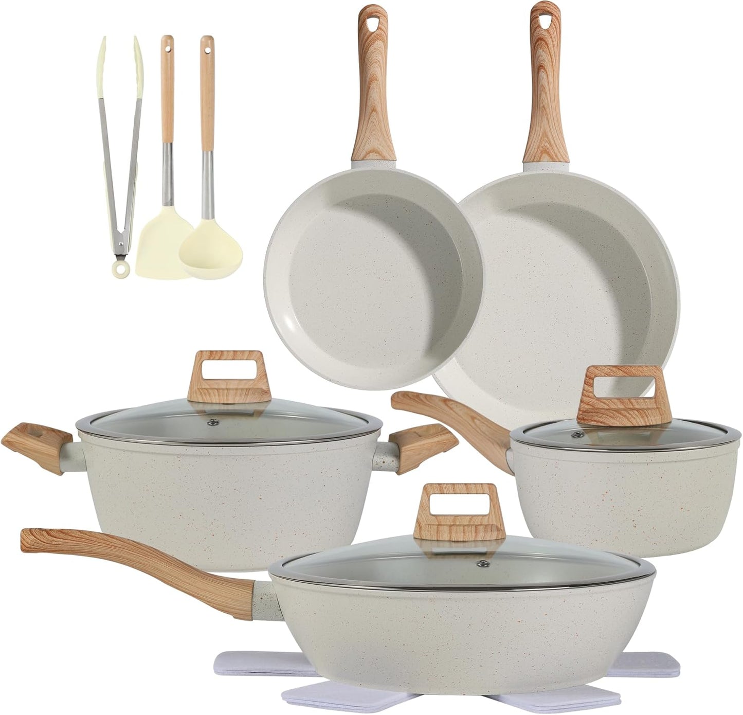 Non-Stick Ceramic Cookware Sets 15PCS for Healthy Cooking