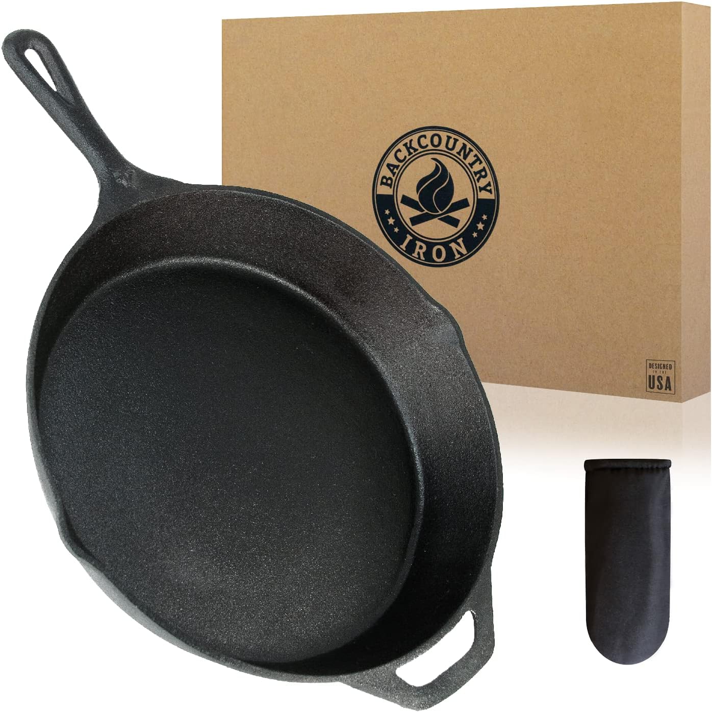 Backcountry Iron 12 Inch Round Pre-Seasoned Cast Iron Skillet