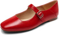 Dream Pairs Women's Silver Square Toe Mary Jane Flats