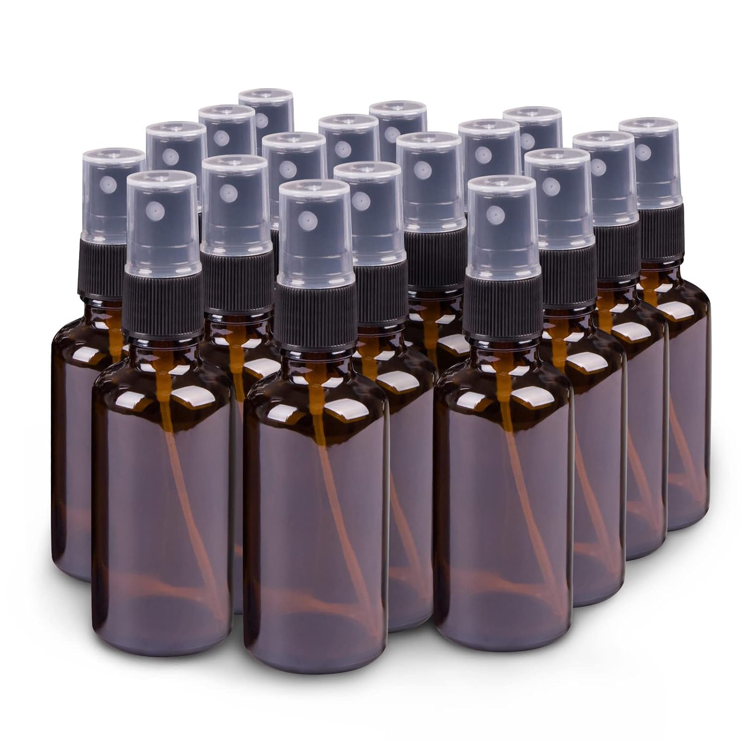 Set of 18 Mini Amber Spray Bottles - Ideal for Essential Oils