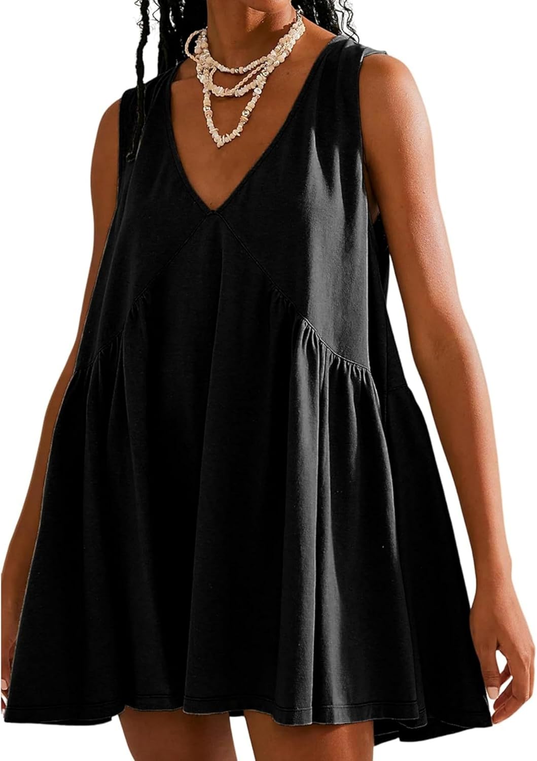 OPCAKM Women's V Neck Sleeveless Mini Dress for Summer Fun