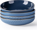Large Pasta Bowls 9.5 in 42oz Stoneware Set of 4 - Textured Moonlight